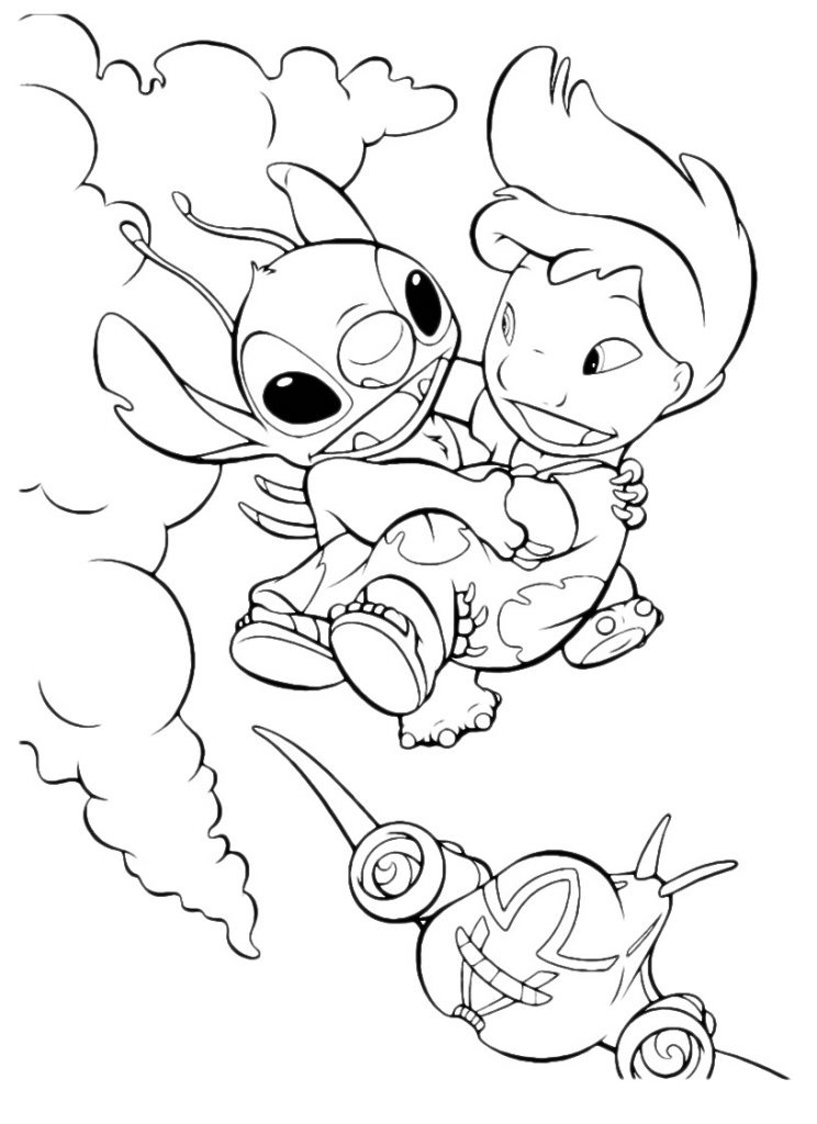 Plansa de colorat cu Lilo si Stitch 7 8